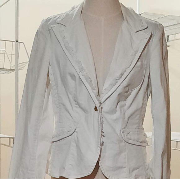 Candie's Retro White Fitted Blazer, Size Large - Picture 1 of 4